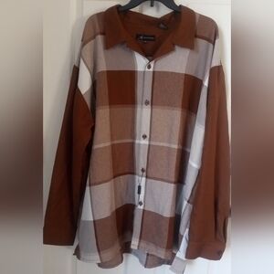 Men's Brown Plaid Casual Button Down Shirt